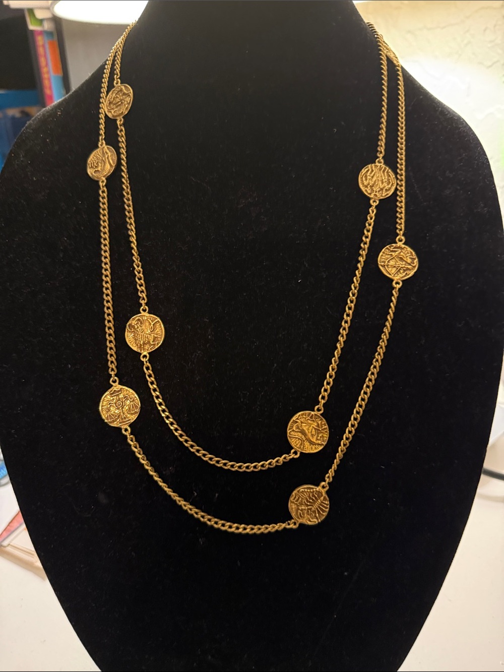 Zodiac necklace gold tone
